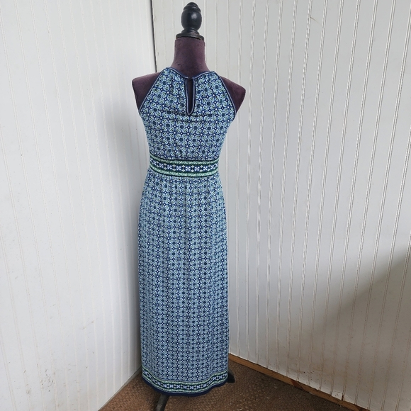 Max Studio Maxi Dress Sleeveless Blue Green Tile Print Womens Stretch Sz S - Picture 6 of 15